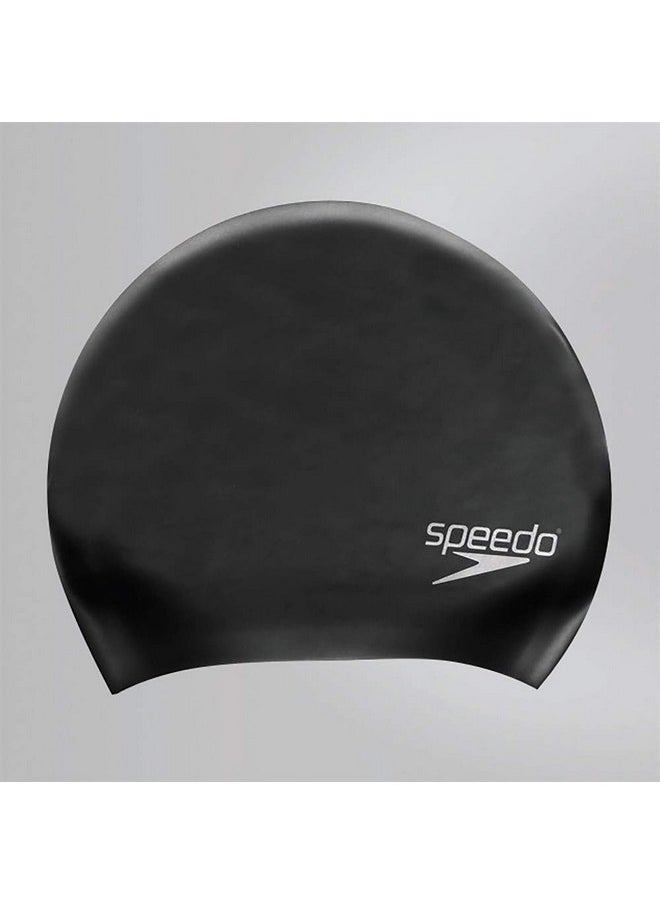 Speedo Women's Long Hair Silicone Swim Caps -Black