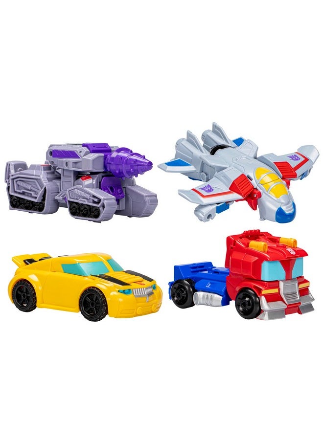 Transformers Toys Heroes vs Villains 4-Pack, Autobot and Decepticon 4.5-Inch Action Figures, Preschool Robot Toys for Kids Ages 3 and Up