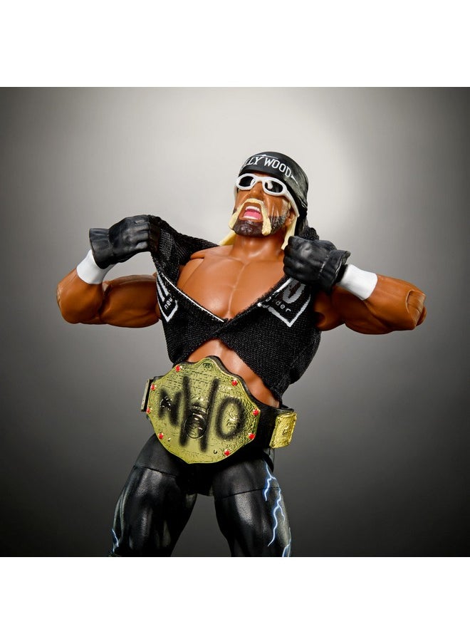 Mattel WWE Ultimate Edition Action Figure & Accessories Set, “Hollywood” Hulk Hogan 6-inch Collectible with 30 Articulation Points, Swappable Pieces & Entrance Gear