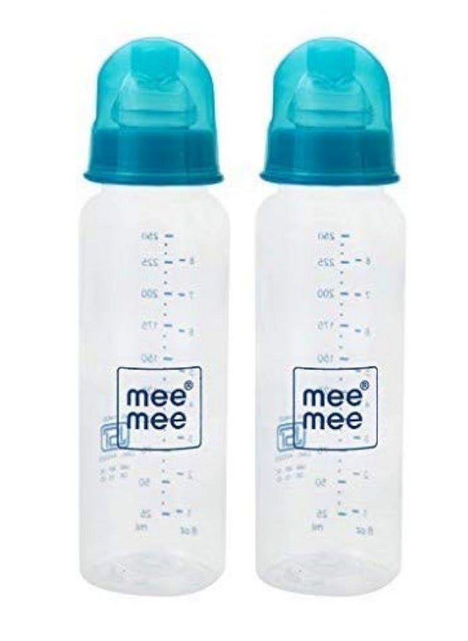 Mee Mee Baby Feeding Bottle 250ml |BPA-Free Baby Milk Bottle with Eazy Flo Technology, Anti-Colic Valve, Non Toxic and Ergonomic Design for New Born/Infants/Toddler Upto 3 Years (Blue, Pack of 2)