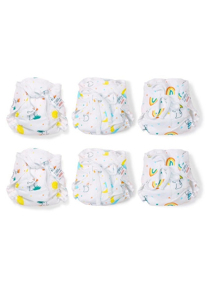 SuperBottoms First Love Muslin DryFeel Langot | Pack of 6 |Softest, Breathable & Gentlest langot for Baby with Premium Muslin Layer | 100% Waterproof |0 to 5 months old | size - Small (Upto-5kg)