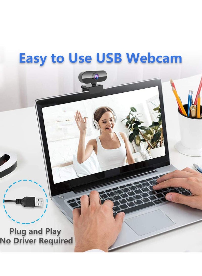 4K Webcam with Microphone, PC Camera, Ultra 4K HD Video Calling, Noise-Canceling mic, HD Auto Light Correction, Wide Field of View, 360 degree rotation