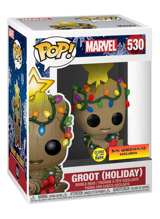 Funko POP! Marvel Holiday Groot with Lights (Glow in The Dark), Exclusive, Multicolor, 3.75 inches