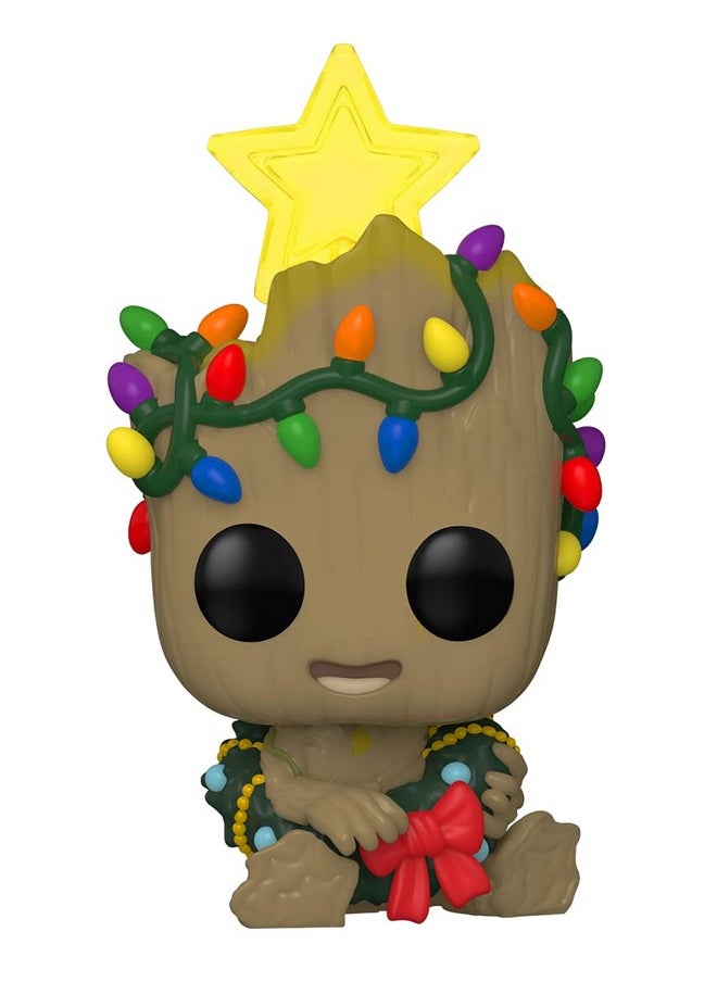 Funko POP! Marvel Holiday Groot with Lights (Glow in The Dark), Exclusive, Multicolor, 3.75 inches