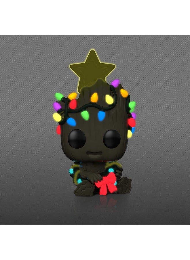 Funko POP! Marvel Holiday Groot with Lights (Glow in The Dark), Exclusive, Multicolor, 3.75 inches