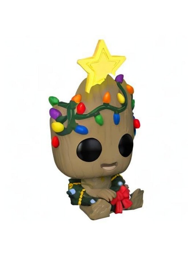 Funko POP! Marvel Holiday Groot with Lights (Glow in The Dark), Exclusive, Multicolor, 3.75 inches