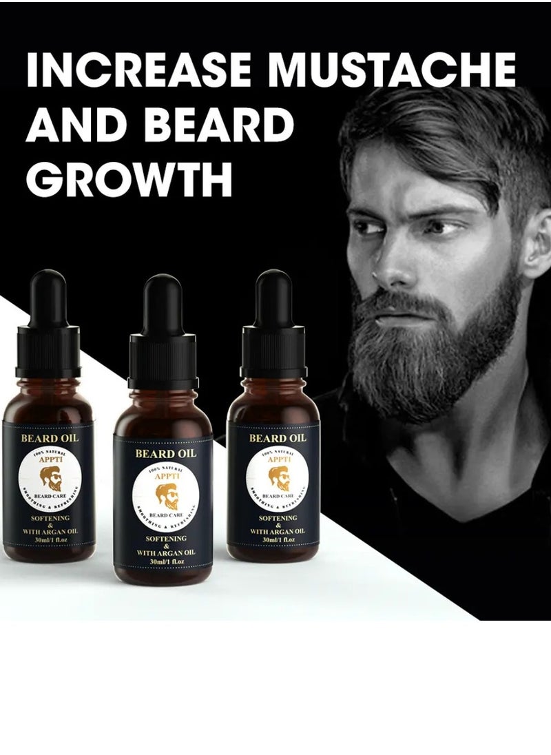 Beard Growth Oil for Men Beard Growth Oil with Argan Oil and Jojoba seed Oil Stronger Thicker and Healthier Beard Growth Serum Beard Loss regrowth Treatment Refresh Cleanse Beard Oil 30ml