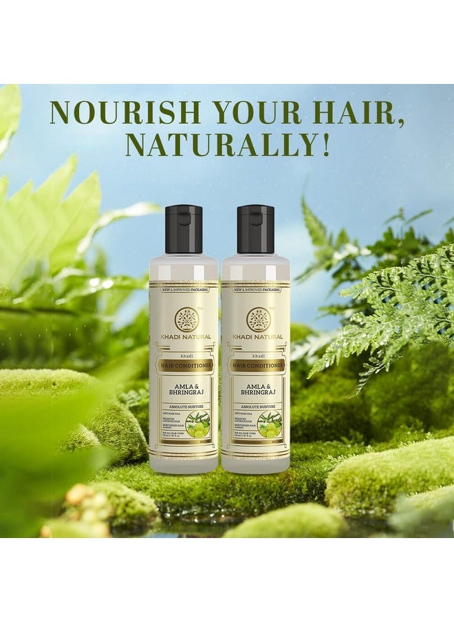 Khadi Natural Amla & Bhringraj Hair Conditioner, Anti-Hair Fall, Nourishing Conditioner For Healthy Hair, Paraben & Silicone-Free, Suitable For All Hair Types, Pack Of 2 (210 * 2, 420 Millilitre)