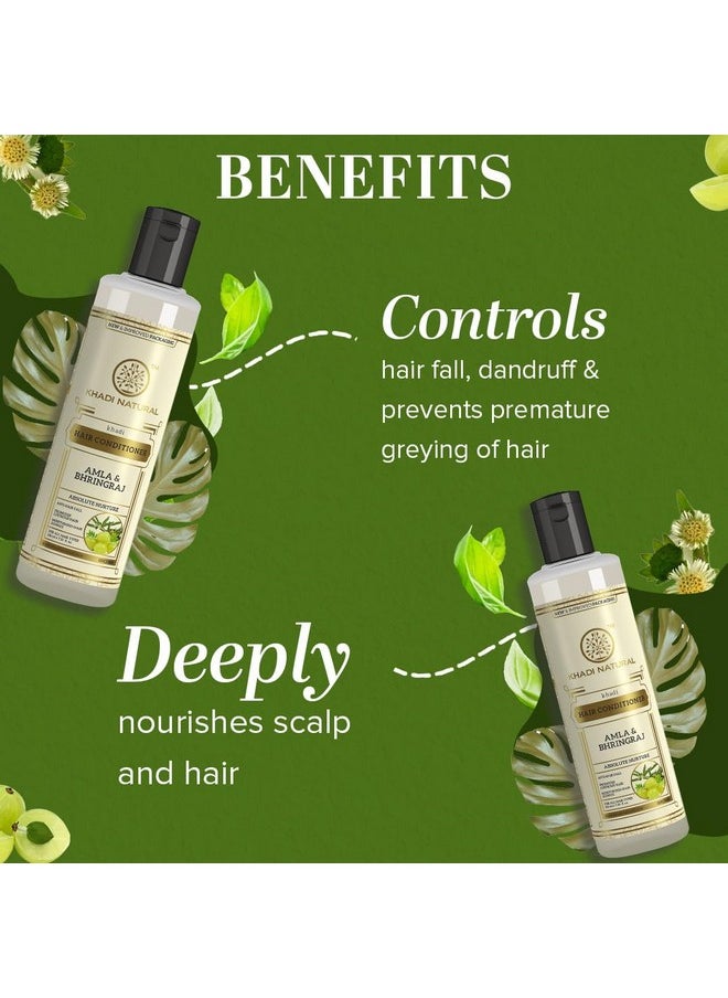 Khadi Natural Amla & Bhringraj Hair Conditioner, Anti-Hair Fall, Nourishing Conditioner For Healthy Hair, Paraben & Silicone-Free, Suitable For All Hair Types, Pack Of 2 (210 * 2, 420 Millilitre)