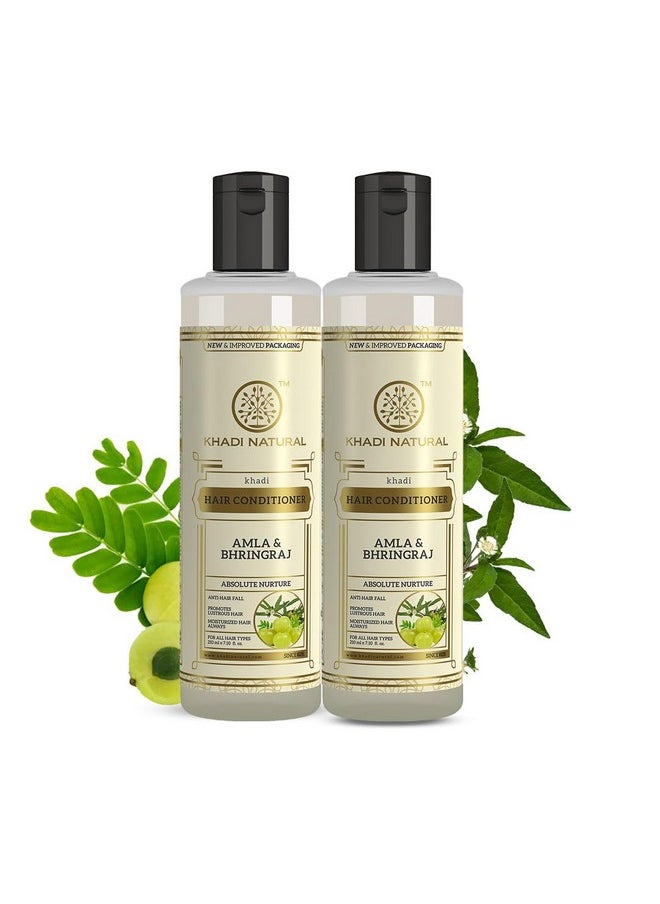 Khadi Natural Amla & Bhringraj Hair Conditioner, Anti-Hair Fall, Nourishing Conditioner For Healthy Hair, Paraben & Silicone-Free, Suitable For All Hair Types, Pack Of 2 (210 * 2, 420 Millilitre)