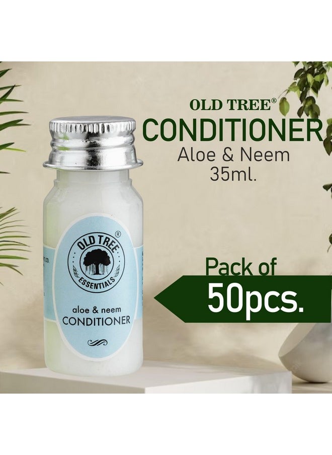 Old Tree Neem & Aloevera Hair Conditioner Toiletries Kit 35ml - (Set of 50 Pcs) | Travel Size Conditioner Kit for Travelling, Hotel, Guest House | Hotel Amenities and Accessories for Dry & Fizzy Hair