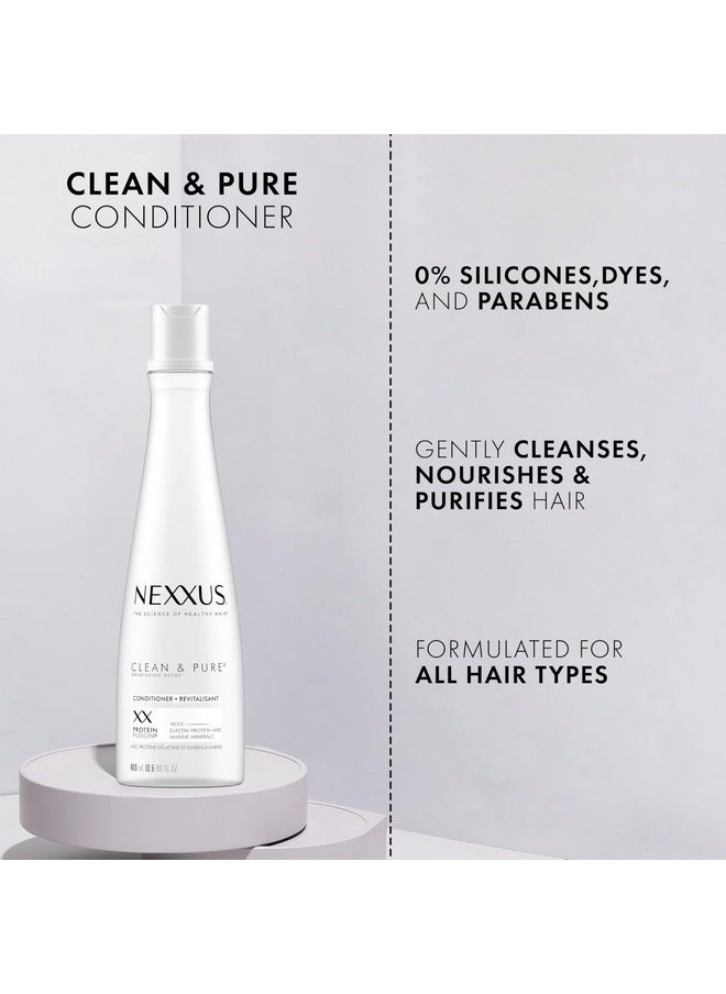 Nexxus Clean and Pure Conditioner With ProteinFusion, Nourished Hair Care, Silicone, Dye, and Paraben Free 13.5 oz