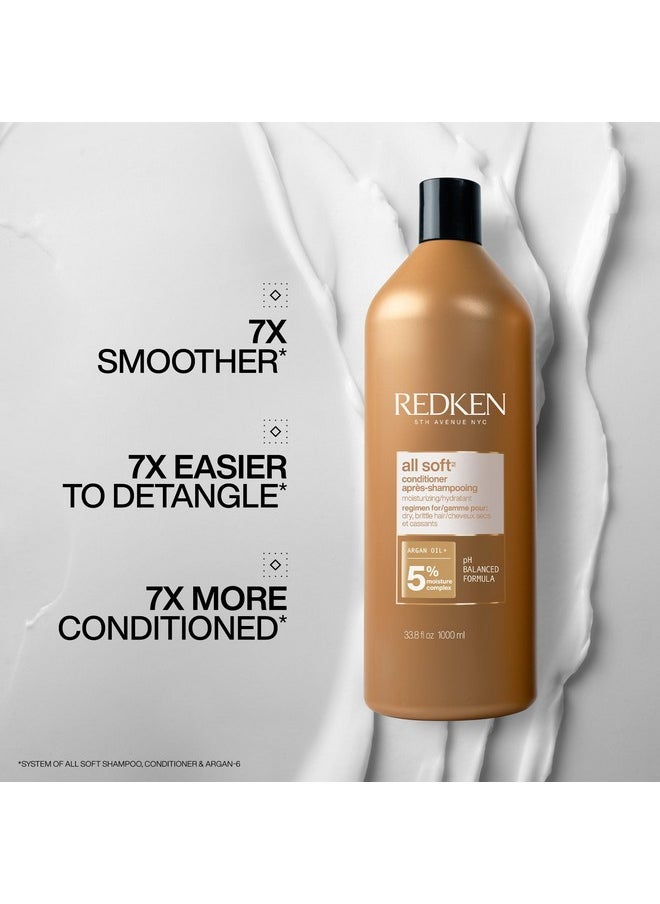 Redken All Soft Conditioner | Moisturizes and Deeply Hydrates| Softens, Smooths, and Adds Shine| Nourishing Conditioner for Dry Hair | Safe for Color-Treated Hair | With Argan Oil