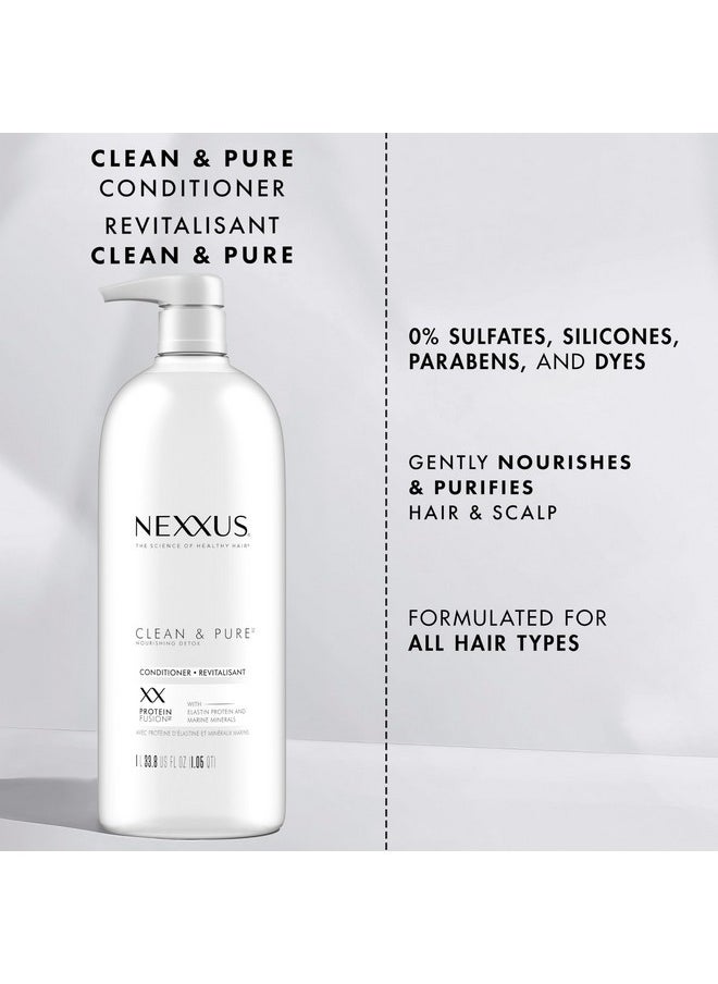 Nexxus Clean and Pure Conditioner, With ProteinFusion, Nourished Hair Care Silicone, Dye And Paraben Free 33.8 oz