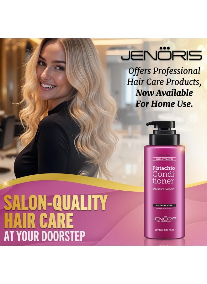 Jenoris Pistachio Conditioner for Colored & Dry Hair 16.9 fl.oz Professional Hair Care Products for Women and Men. [Pistachio and Borage Oils]