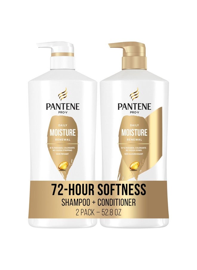 Pantene Shampoo & Conditioner Set, Daily Moisture Renewal with Pro-V Nutrients for Dry, Color-Treated Hair, Long-Lasting Hydration & Nourishment, 27.7 Fl Oz Each, 2-Pack + Miracle Rescue Shot (0.5 Oz)