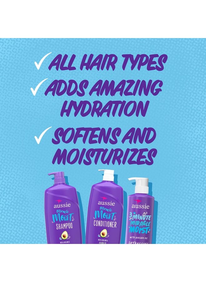 Aussie Miracle Moist Shampoo and Conditioner with 3 Minute Miracle Deep Conditioner, Avocado & Jojoba Oil, Paraben-Free, Moisturizes & Detangles, All Hair Types, Citrus Floral Scent, 3 Pack 68.4 Fl Oz