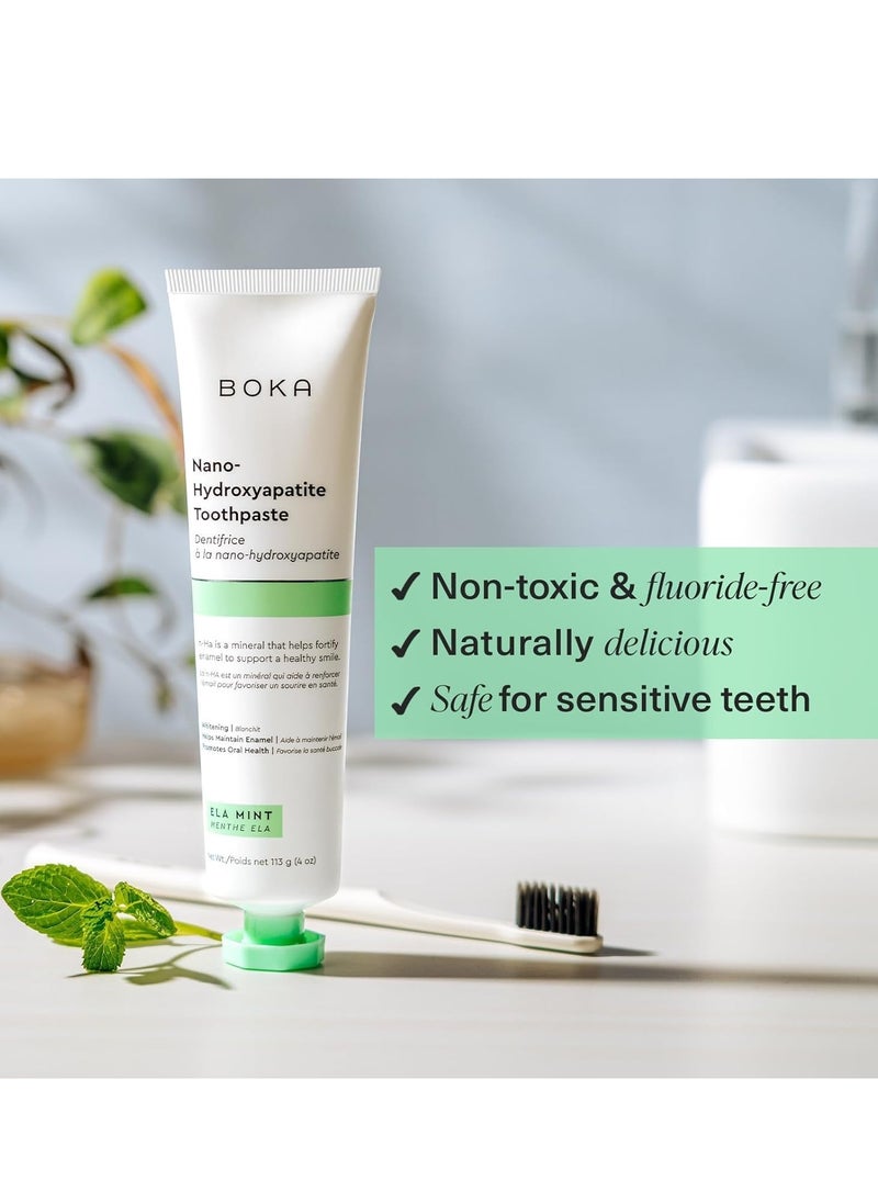 Fluoride Free Toothpaste Nano Hydroxyapatite Helps Remineralize Appropriate for Sensitive Teeth Whitening for Adult Kids Oral Care Ela Mint Flavor 4 Fl Oz 1Pk US Manufactured