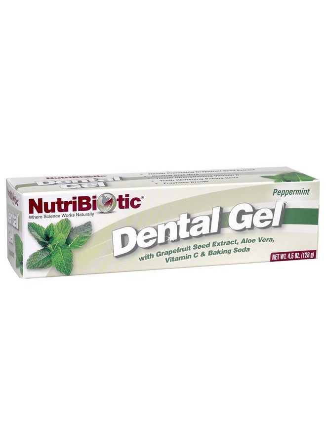 NutriBiotic - Dental Gel, Golden Peppermint, 4.5 Oz | with GSE, Aloe, Vitamin C & Baking Soda | Vegan, Biodegradable & Free of Fluoride, Gluten & Sodium Lauryl Sulfate / SLS