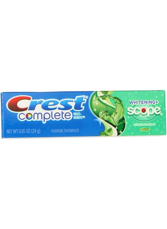 Crest Complete Multi-Benefit Fluoride Toothpaste, Whitening + Scope, Minty Fresh 0.85 oz (Pack of 8)