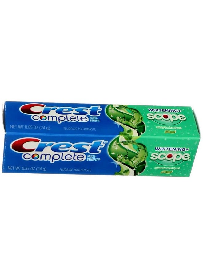 Crest Complete Multi-Benefit Fluoride Toothpaste, Whitening + Scope, Minty Fresh 0.85 oz (Pack of 8)