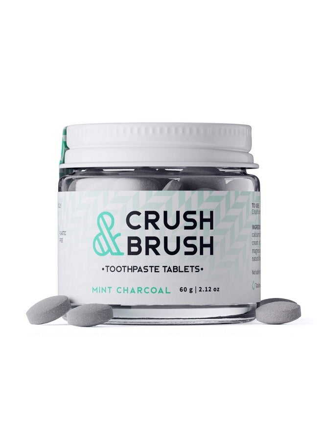 Crush & Brush Toothpaste Tablets-Mint Charcoal Glass JAR - 60g ~ 80 Tablets