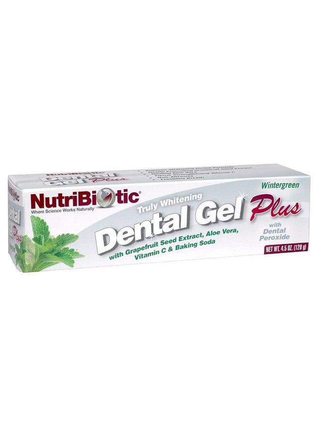 NutriBiotic - Dental Gel Plus, Truly Whitening, Wintergreen, 4.5 Oz | with GSE, Aloe, Vitamin C, Baking Soda & Dental Peroxide | Support Healthy Teeth & Gums | Fluoride-Free