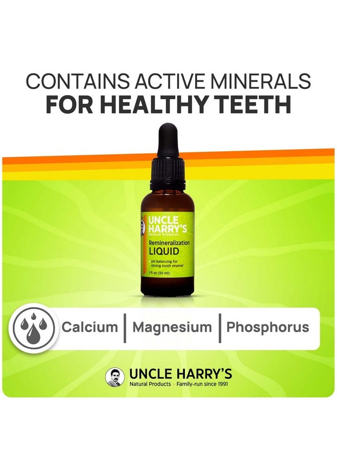 Uncle Harry's Natural & Fluoride-Free Remineralization Liquid for Tooth Enamel - Freshens Breath & Strengthens Teeth (1 oz Glass Dropper)