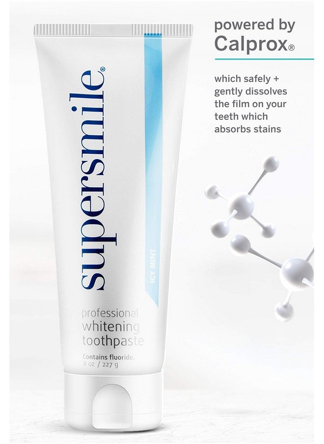 Supersmile Professional Teeth Whitening Toothpaste with Fluoride, Icy Mint, 8 oz