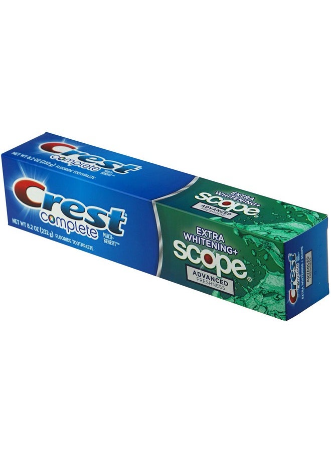 Crest Complete Multi-Benefit Fluoride Toothpaste - Extra Whitening and Scope Advanced Freshness - 8.2 oz each, 3 count