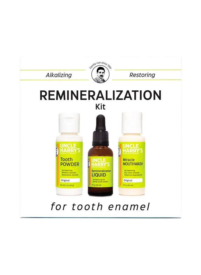 Uncle Harry's Natural Remineralization Kit for Tooth Enamel & Mineral - 3 Products Strengthen Weak Enamel & Correct Oral Care Issues (1 kit)