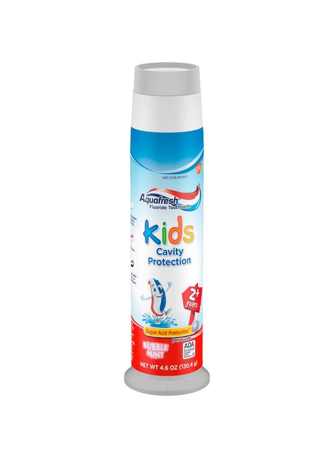 Aquafresh Kids Fluoride Toothpaste Bubble Mint Pump - 4.6 oz, Pack of 4