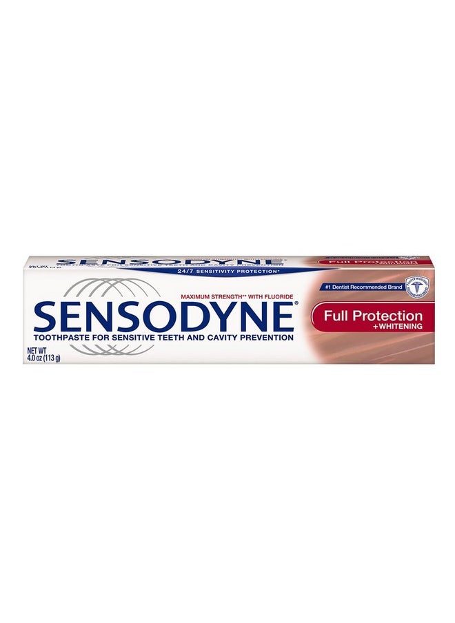 Sensodyne Full Protection Teeth Whitening Sensitive Toothpaste, Cavity Prevention and Sensitive Teeth Treatment - 4 Ounces