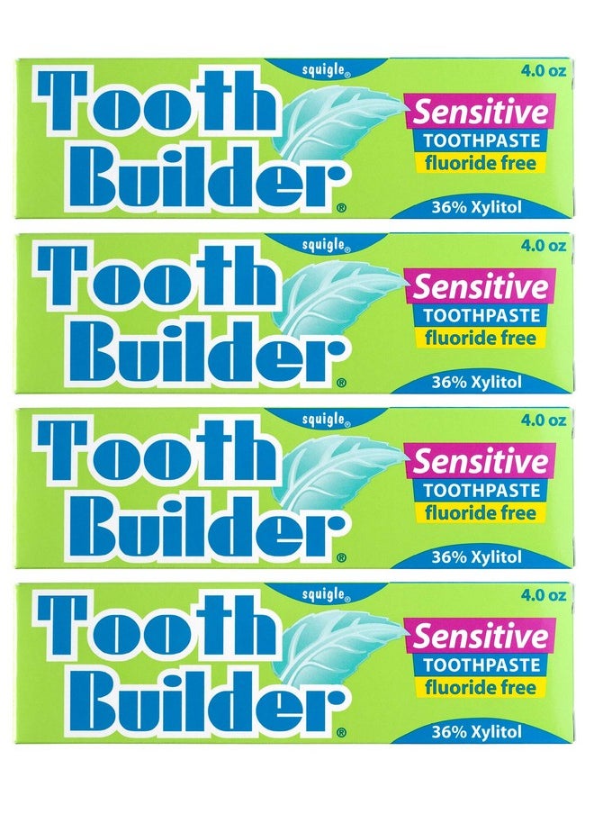 Squigle Tooth Builder SLS Free Toothpaste (Stops Tooth Sensitivity) Prevents Canker Sores, Cavities, Perioral Dermatitis, Bad Breath, Chapped Lips - 4 Pack