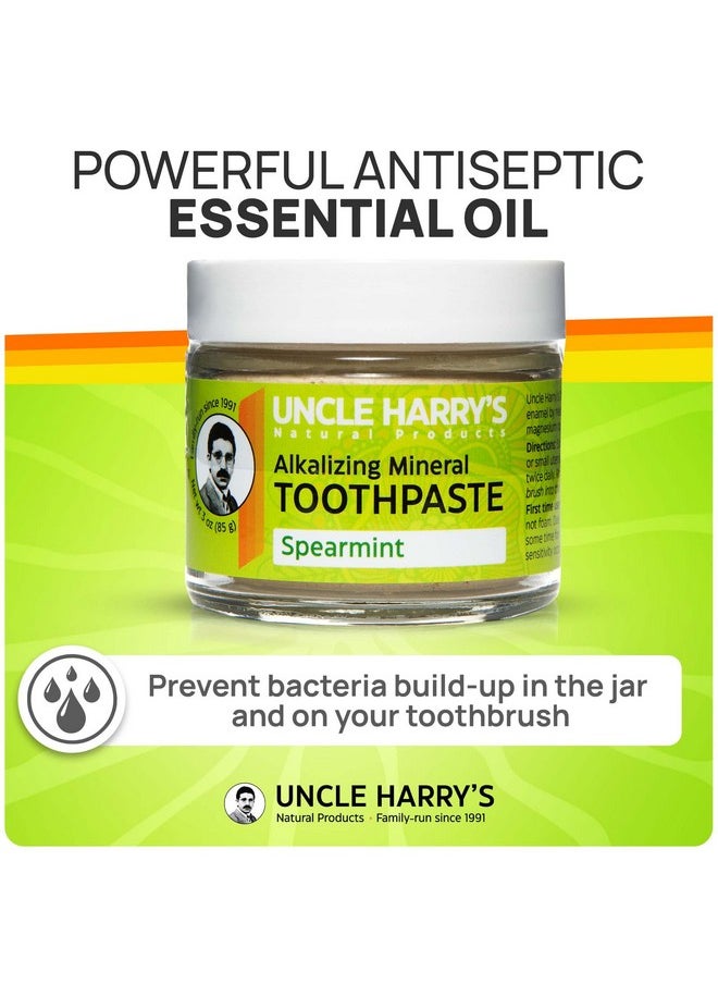 Uncle Harry's Spearmint Remineralizing Toothpaste | Natural Whitening Toothpaste Freshens Breath & Promotes Enamel | Vegan Fluoride Free Toothpaste Pack of 4