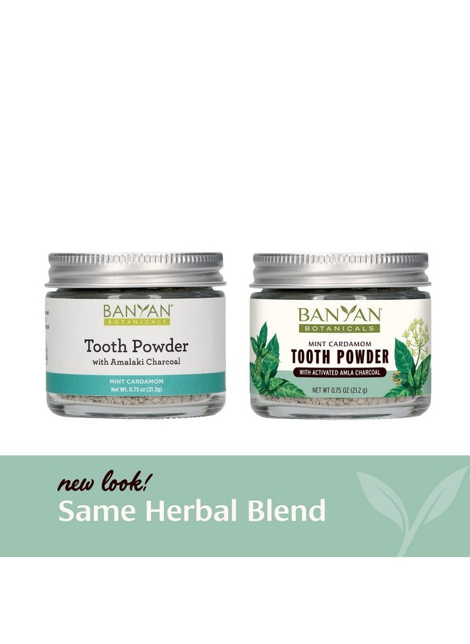 Banyan Botanicals Mint Cardamom Tooth Powder - Ayurvedic Fluoride-Free Toothpaste Alternative with Miswak & Activated Charcoal (from Amla) - 0.75oz, 80+ Uses - Non GMO Sustainably Sourced Vegan