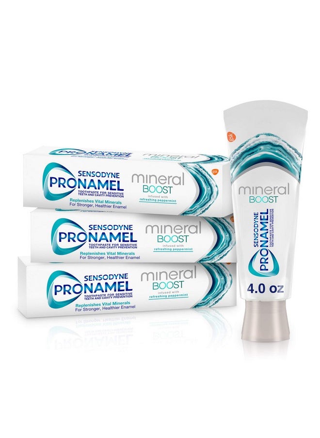 Sensodyne Pronamel Mineral Boost Enamel Toothpaste for Sensitive Teeth, to Replenish Minerals and Strengthen Enamel, Peppermint - 4 Ounces (Pack of 3)