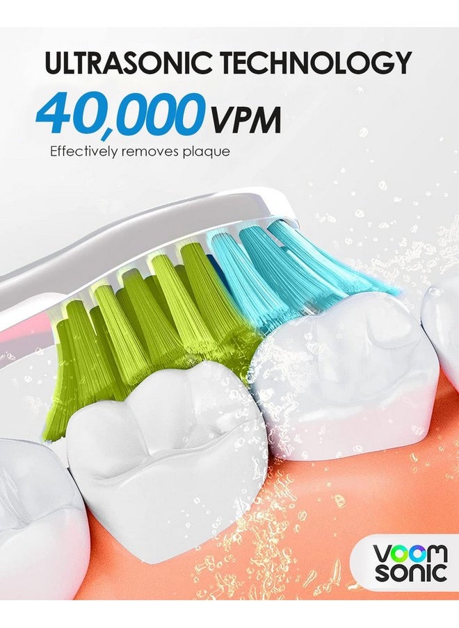 Voom Sonic Pro 5 Electric Toothbrush for Adults - Ultrasonic Electric Toothbrushes with Replacment Brush Head, Dentist Recommended Power Sonic Toothbrush with 5 Modes