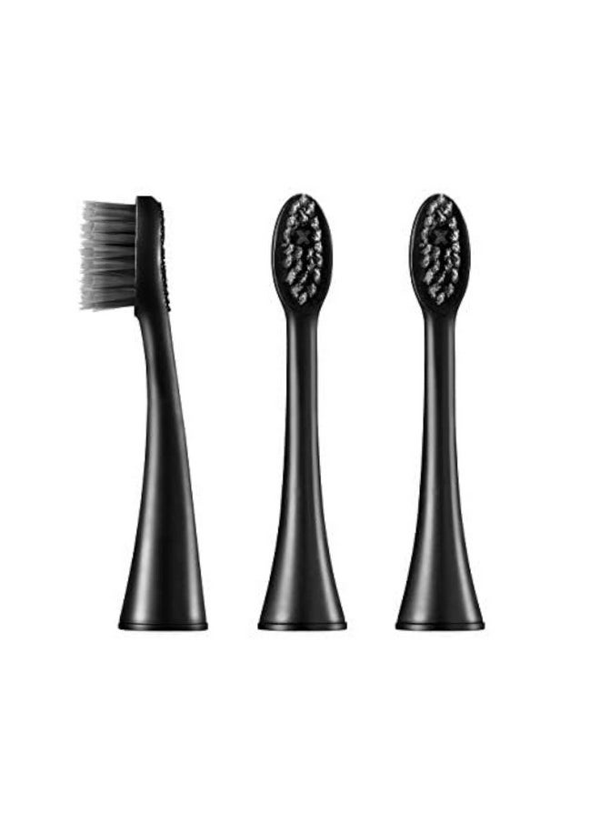 BURST Toothbrush Heads - Genuine BURST Electric Toothbrush Replacement Heads for BURST Original Sonic Toothbrush - Ultra Soft Bristles for Deep Clean, Stain & Plaque Removal - 3-Pack, Black