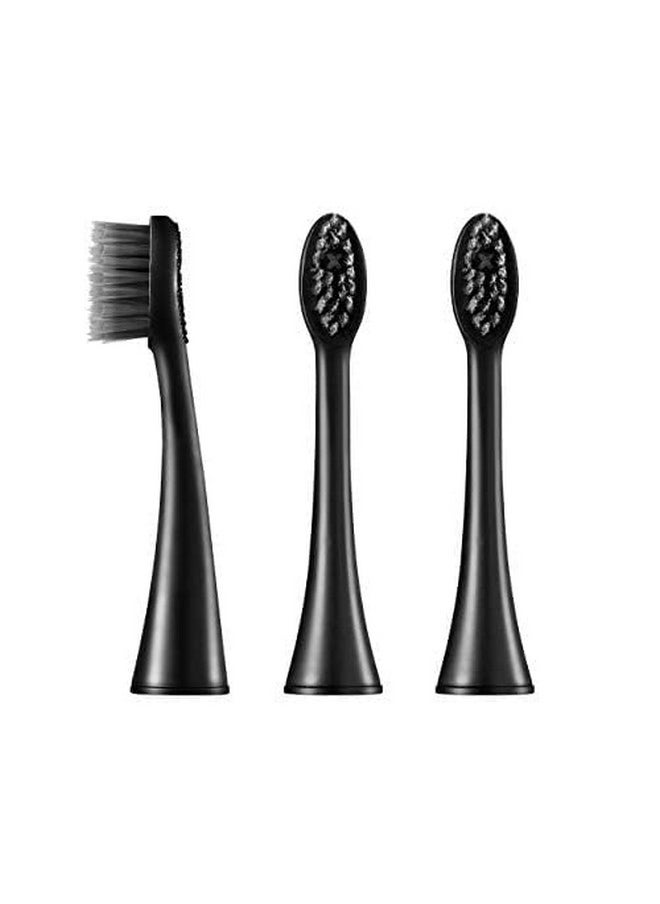 BURST Toothbrush Heads - Genuine BURST Electric Toothbrush Replacement Heads for BURST Original Sonic Toothbrush - Ultra Soft Bristles for Deep Clean, Stain & Plaque Removal - 3-Pack, Black