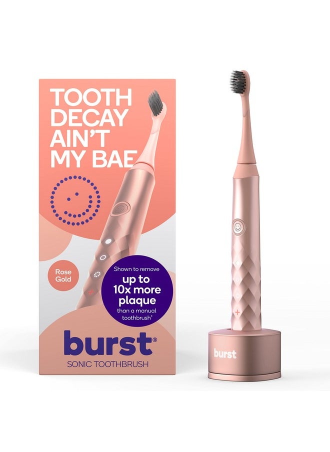 Burst Original Sonic Electric Toothbrush for Adults - Soft Bristle Toothbrush for Deep Clean, Stain & Plaque Removal - 3 Sonic Toothbrush Modes: Teeth Whitening, Sensitive, Massage - Rose Gold