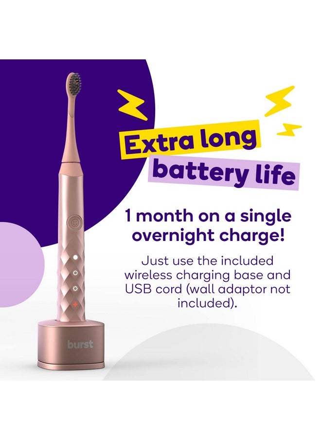 Burst Original Sonic Electric Toothbrush for Adults - Soft Bristle Toothbrush for Deep Clean, Stain & Plaque Removal - 3 Sonic Toothbrush Modes: Teeth Whitening, Sensitive, Massage - Rose Gold