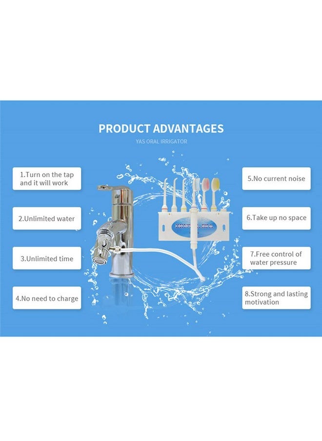 Water Flosser for Family Use 3 Jet Tips & 3 Toothbrush for Faucet & Shower, Oral Irrigator Non-Electric Safety , Dental Oral Care Tooth Cleaning