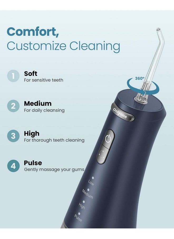 Onlyone Water Dental Flosser Pick for Teeth, 300ML Portable Oral Irrigator, Rechargeable Travel Irrigation Cleaner, Professional Electric Flossing Cleaning Picks for Teeth Cleaning,IPX7 Waterproof