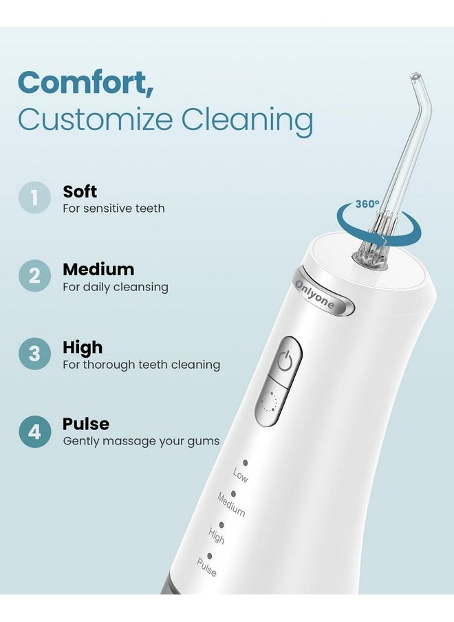 Onlyone Water Dental Flosser Pick for Teeth, 300ML Portable Oral Irrigator, Rechargeable Travel Irrigation Cleaner, Professional Electric Flossing Cleaning Picks for Teeth Cleaning,IPX7 Waterproof