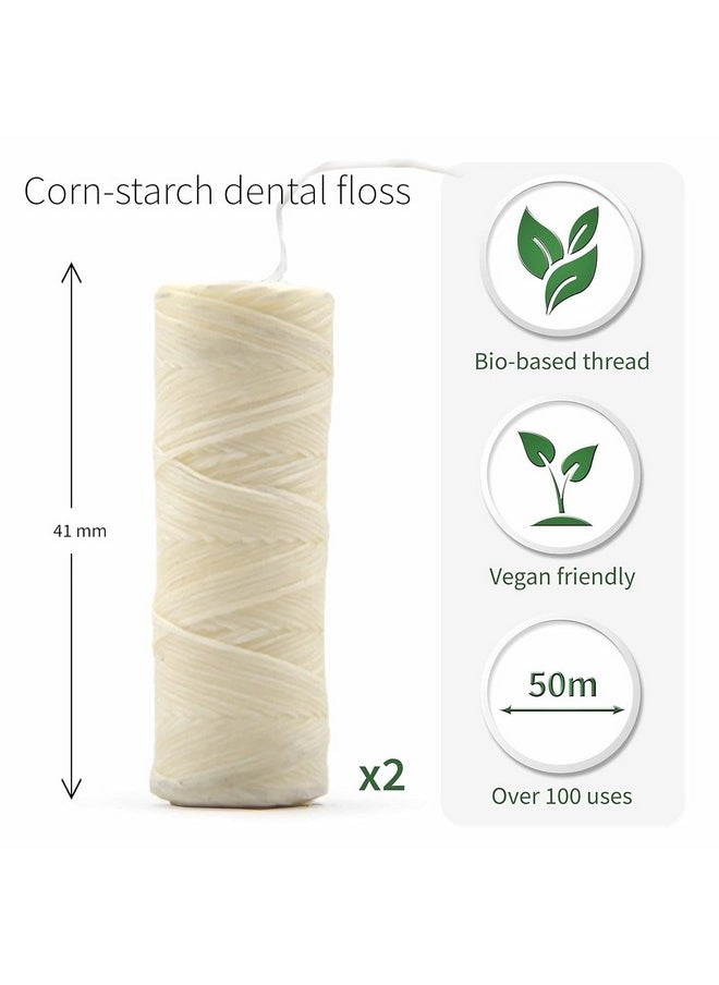 Vegan Refill Dental Floss | Refillable Tooth Floss | Candelilla Wax | Plastic Free Dental Tape | Zero Waste Floss | Eco Floss | Mint | 2 x 55 Yards | Bambaw