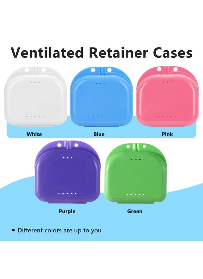 2 PCS Orthodontic Retainer Case,Retainer Case,Denture Case with Ventilation Holes for Mouth Guard and Floss (Green)