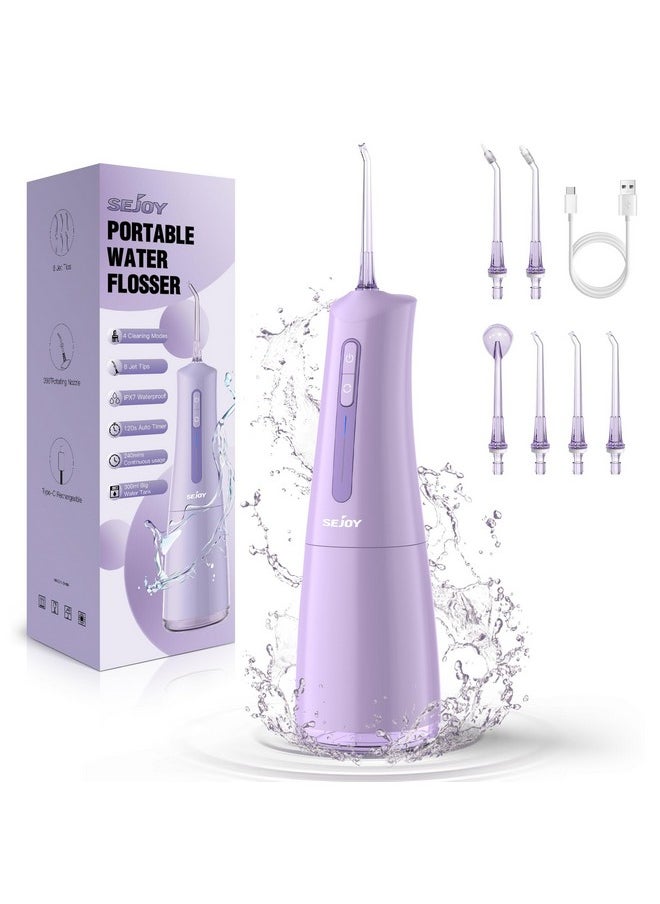 Water Flosser with 300mL/10.1oz Tank 4 Modes 6 Jet Tips,Dental Oral Irrigator for Home and Travel for Oral Care,USB Rechargeable Cordless Water Dental Picks for Teeth Cleaning,IPX7 Waterproof