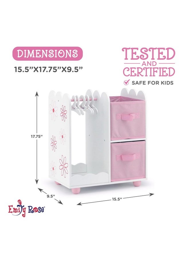 | Usa Company |18 Inch Doll Clothes Open Closet Furniture Accessory - Wooden Doll Accessories Toy Playsets - With 5 Free Wooden 18
