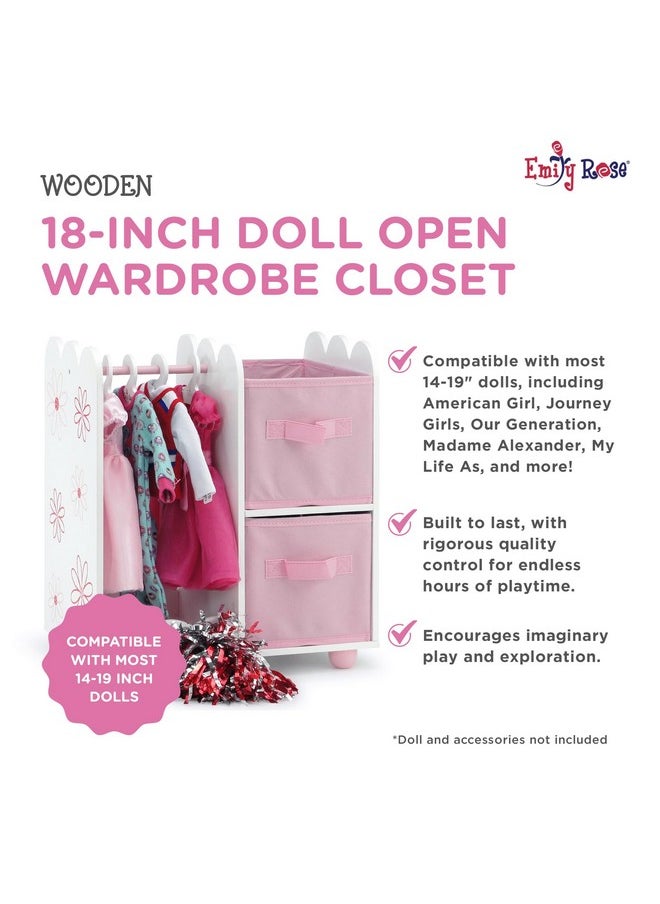 | Usa Company |18 Inch Doll Clothes Open Closet Furniture Accessory - Wooden Doll Accessories Toy Playsets - With 5 Free Wooden 18